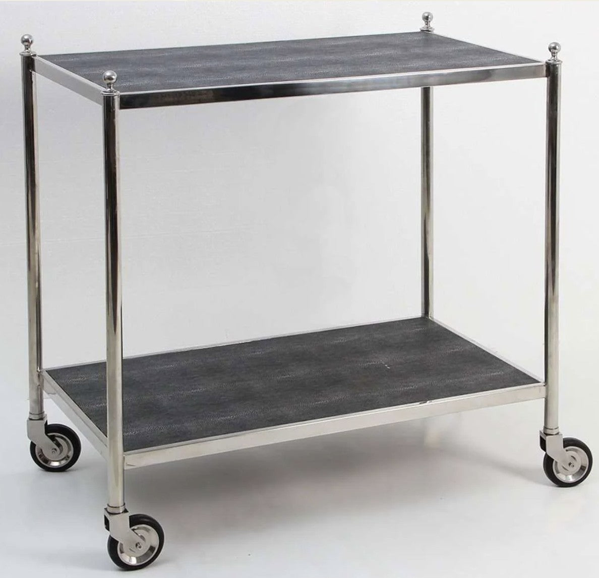 Cliveden drinks trolley in charcoal faux shagreen, 80 x 45 x 83 cm, two-shelf bar cart, Forwood Design