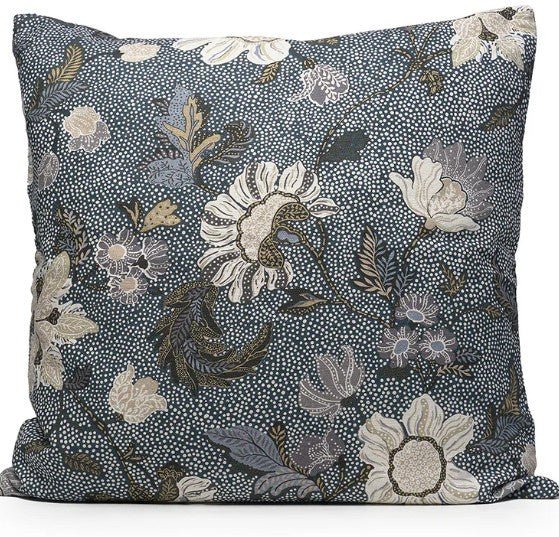 Flower Linen cushion cover in denim blue, Ceannis
