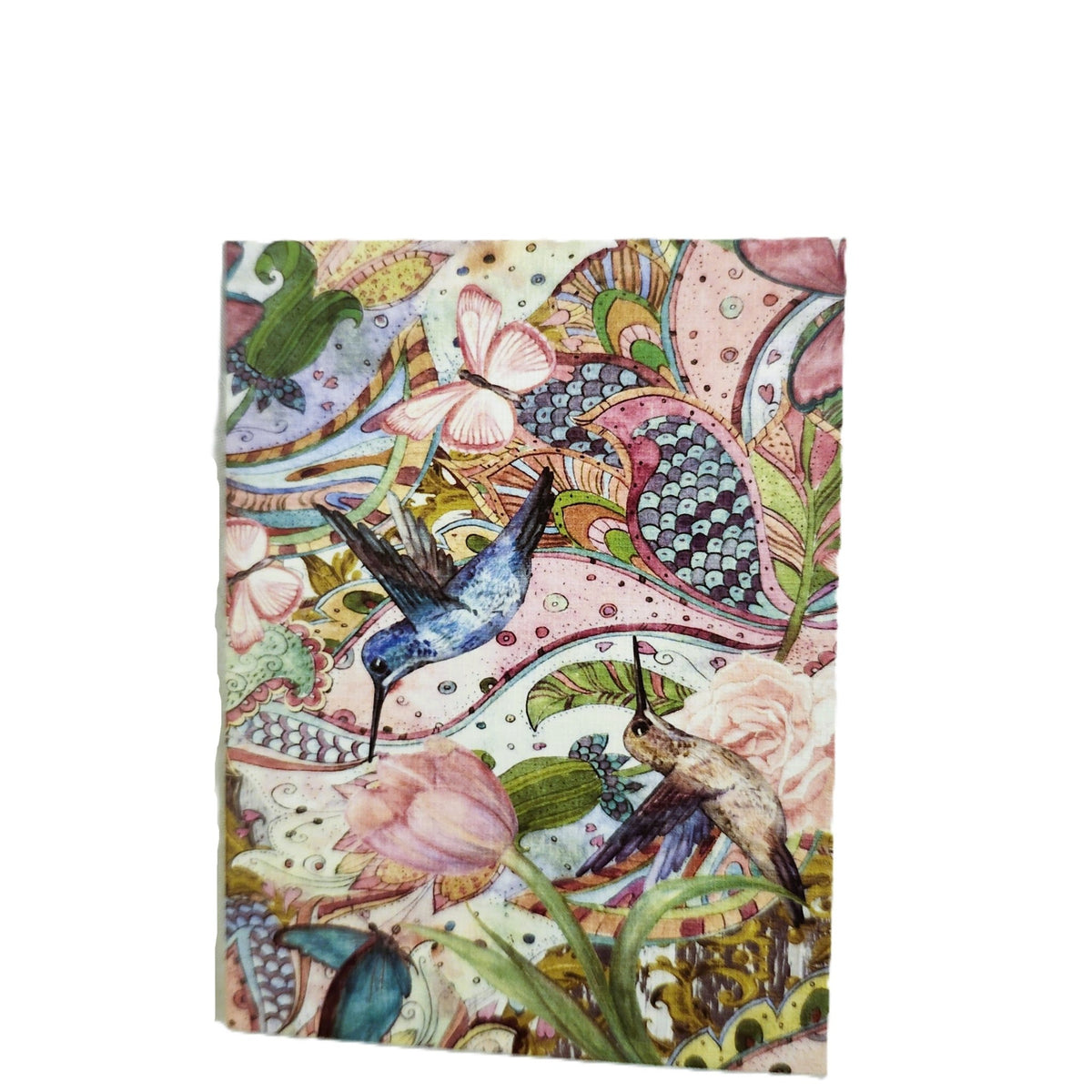 Small greeting card with a hummingbird design, blank inside for a handwritten note, envelope included