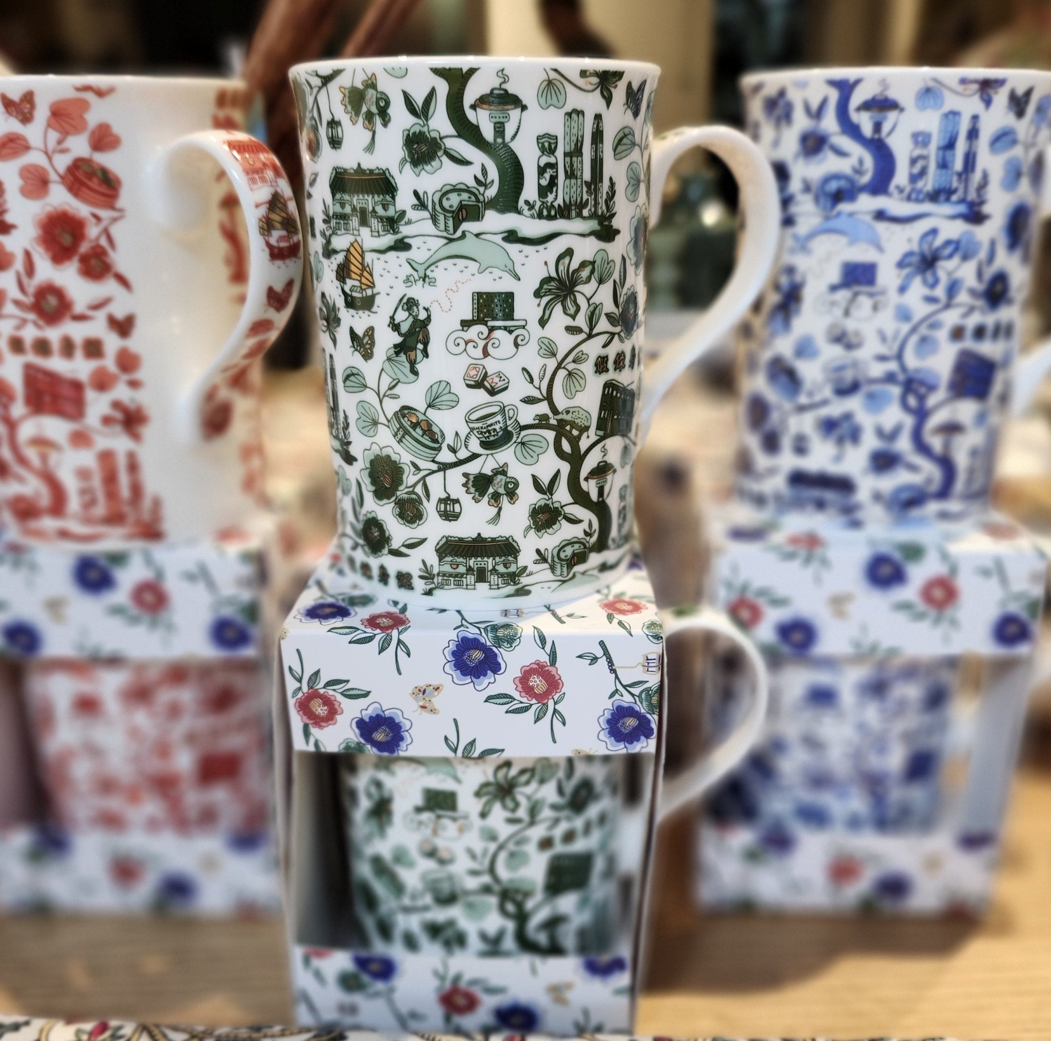 HK Toile tall mug, fine bone china, 350 ml, Faux