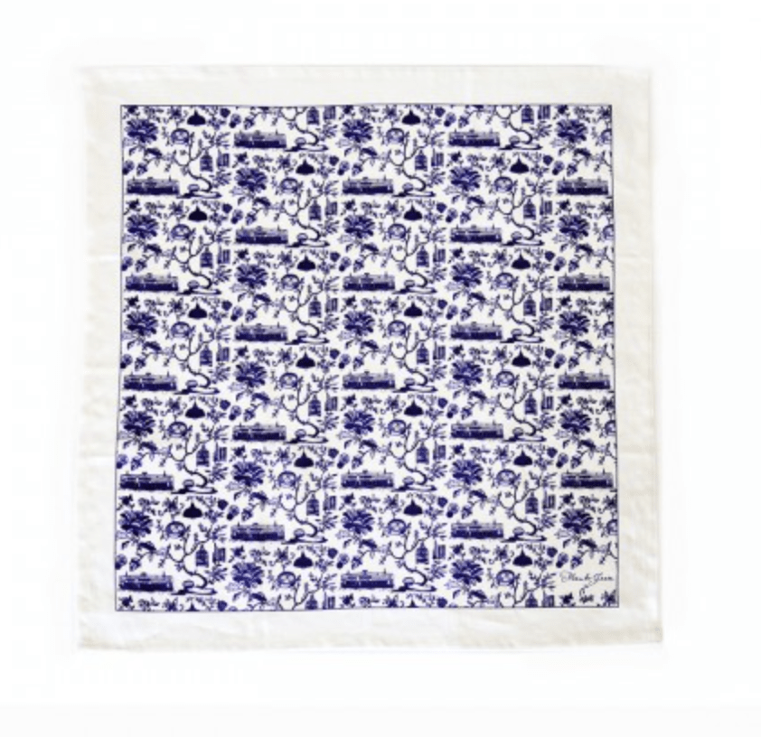 HK Toile linen napkin in blue, 50 x 55 cm, Faux