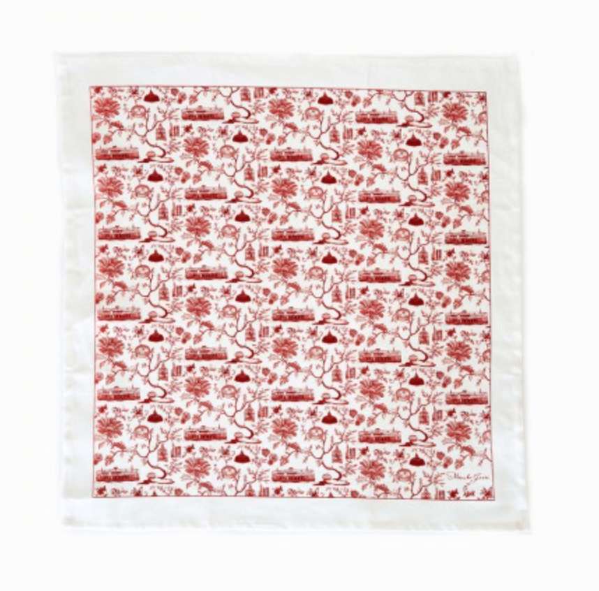 HK Toile linen napkin in red, 50 x 55 cm, Faux