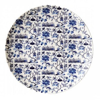 Blue HK Toile 8 inch side plate, fine bone china, Faux