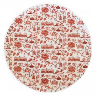 Red HK Toile 8 inch side plate, fine bone china, Faux