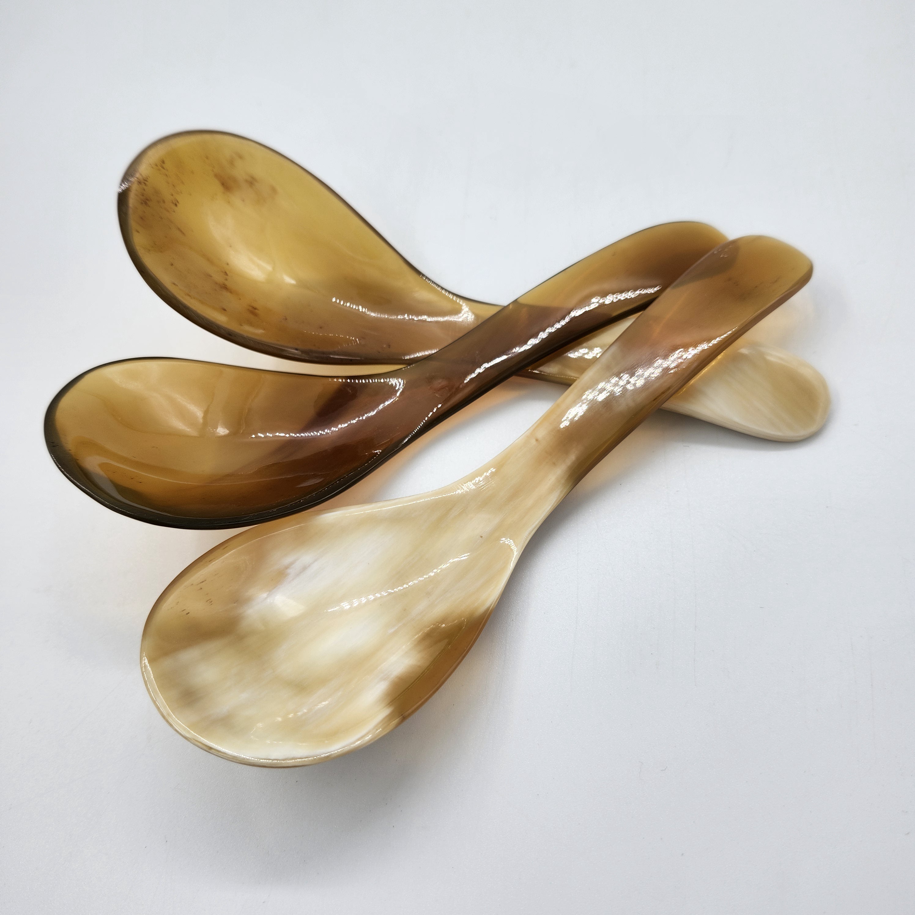 Small handcrafted horn rice spoon, about 15 cm, each unique