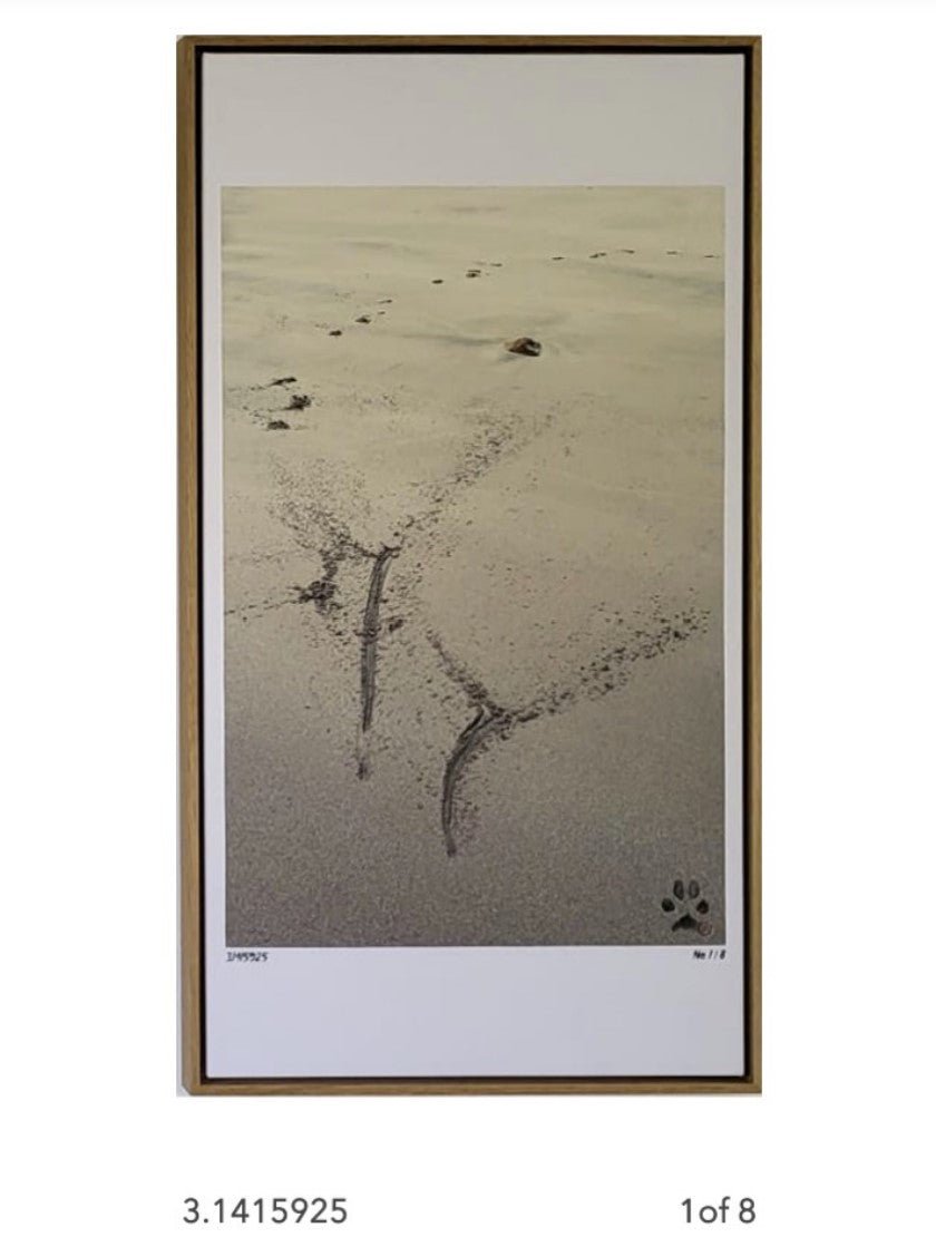 Kuro print 3.1415925, Pi and circle theme, archival canvas in wooden frame