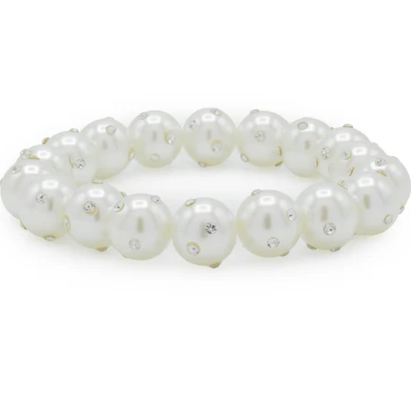 Mazie pearl glass-ball stretch bracelet with diamante embellishment, 19.5 cm