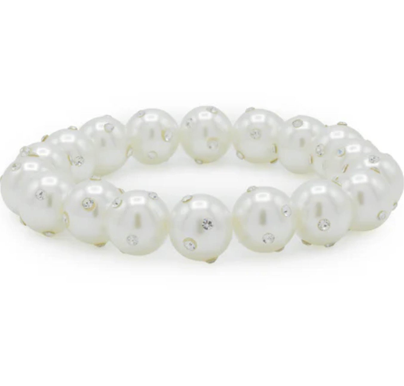 Mazie pearl glass-ball stretch bracelet with diamante embellishment, 19.5 cm