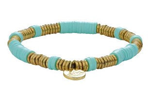 Nelly gold-plated stretch bracelet with mint Fimo beads, 17 cm