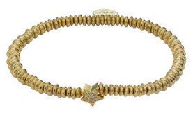 Sybil gold-plated bead stretch bracelet with a crystal star charm, 17 cm