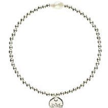 Tiffany silver-plated ball stretch bracelet with a freshwater pearl, 17 cm