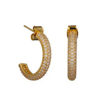 Pixie gold-plated pave diamond hoop earrings, 23 mm