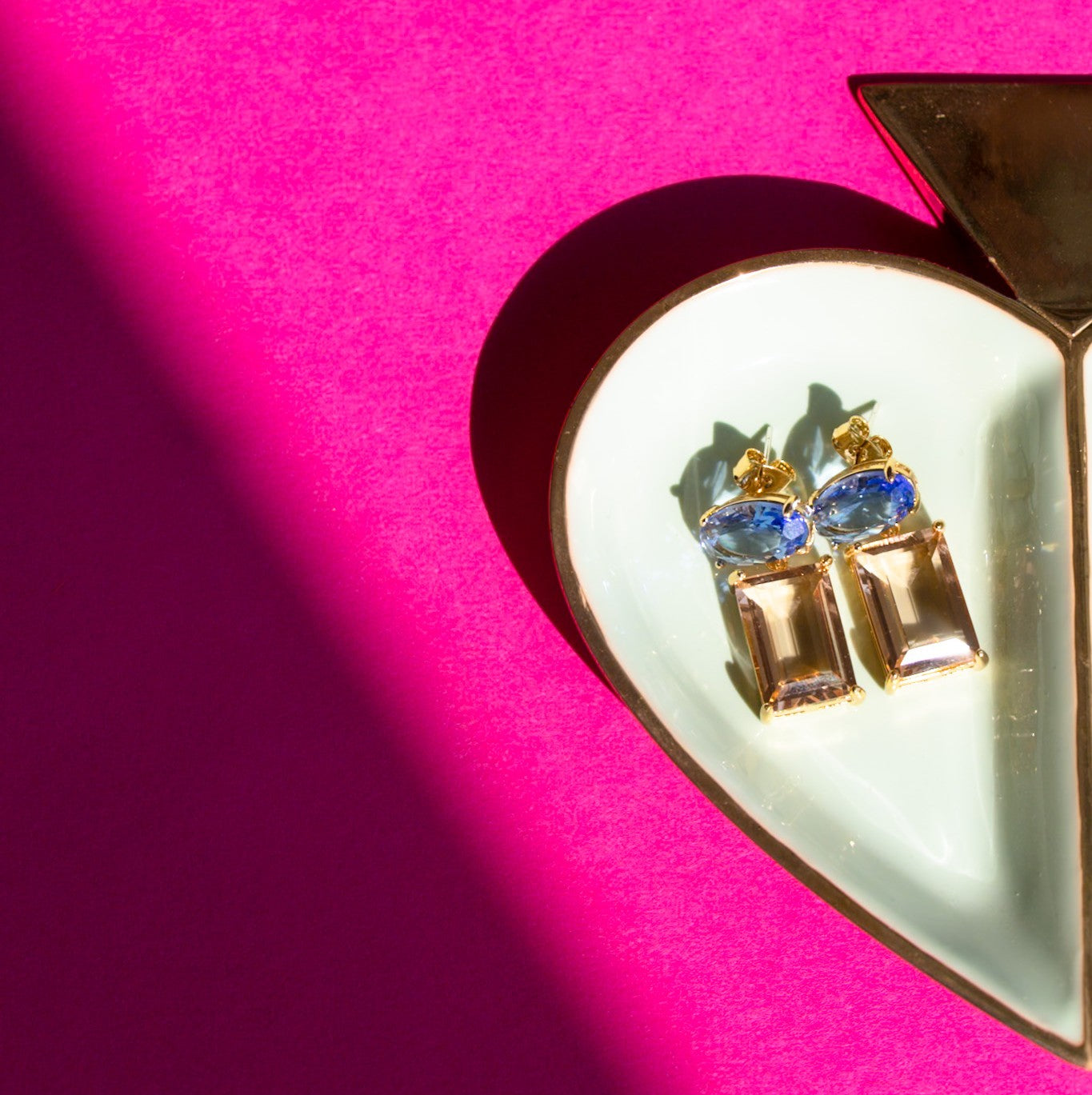 Caitlin drop earrings in pink and blue