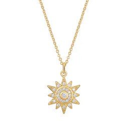 Chiara gold-plated sunburst charm necklace, 40 cm with 5 cm extension