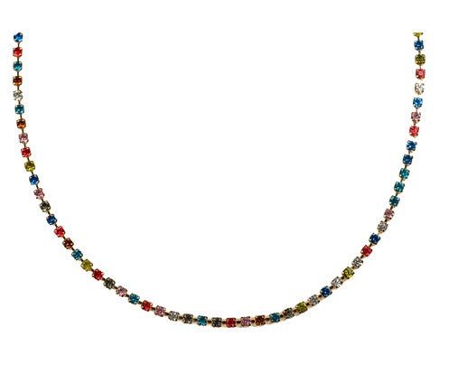 Hendrix gold-plated multi-coloured glass bead tennis necklace, 38 cm