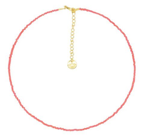 Julie necklace, delicate hot pink Miyuki beads, 38 cm length with 5 cm extension