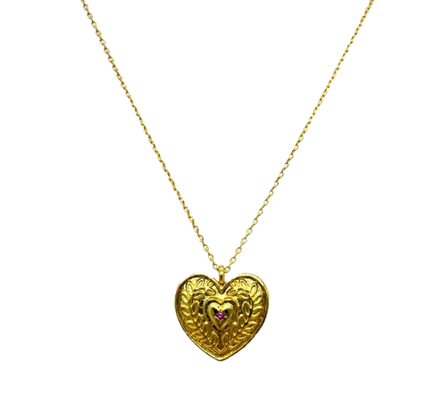 Maddie gold-plated necklace with embellished heart pendant, 40 cm plus 5 cm extension