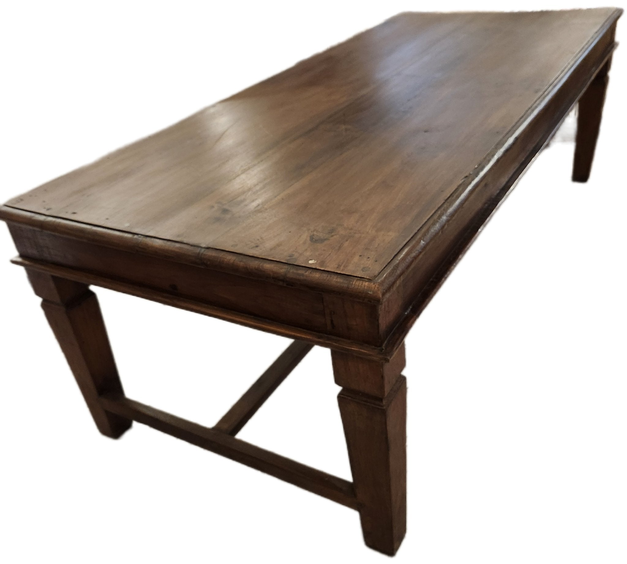 Vintage teak coffee table with square legs, 173 x 76cm