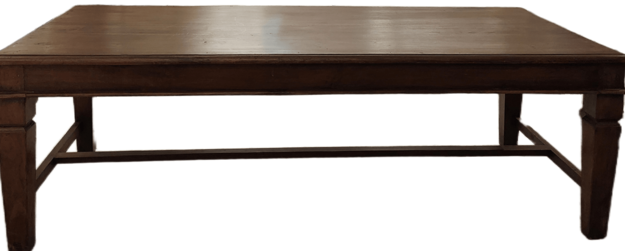 Vintage teak coffee table, natural finish, angled view
