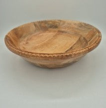Mango wood salad bowl with a beaded edge, 30 cm