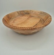 Mango wood salad bowl with a beaded edge, 30 cm