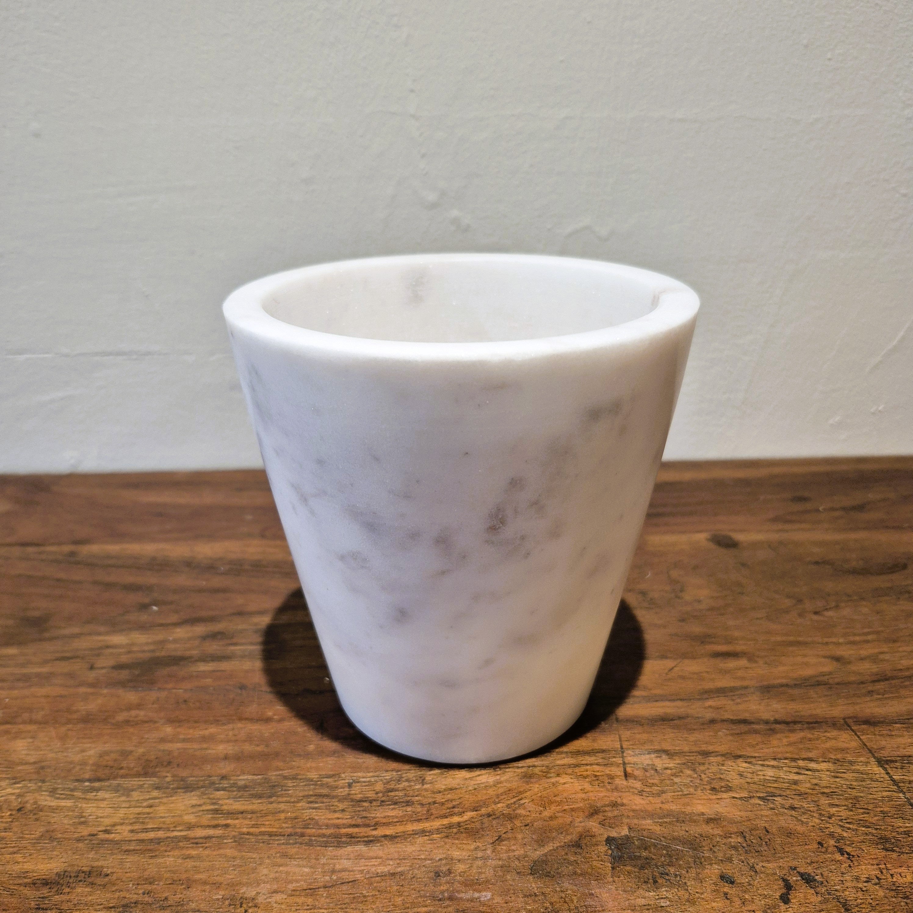 Ora marble herb pot in white, 13 cm diameter, 12 cm high, natural marble