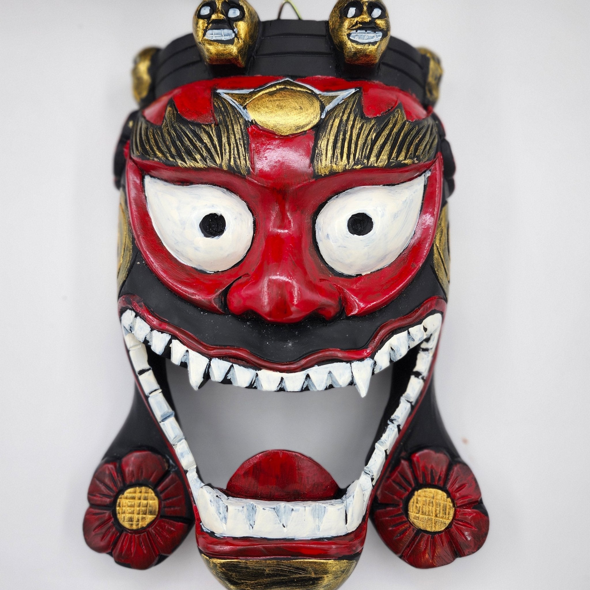 Ludo hand-painted wooden Halloween mask, about 30 cm tall