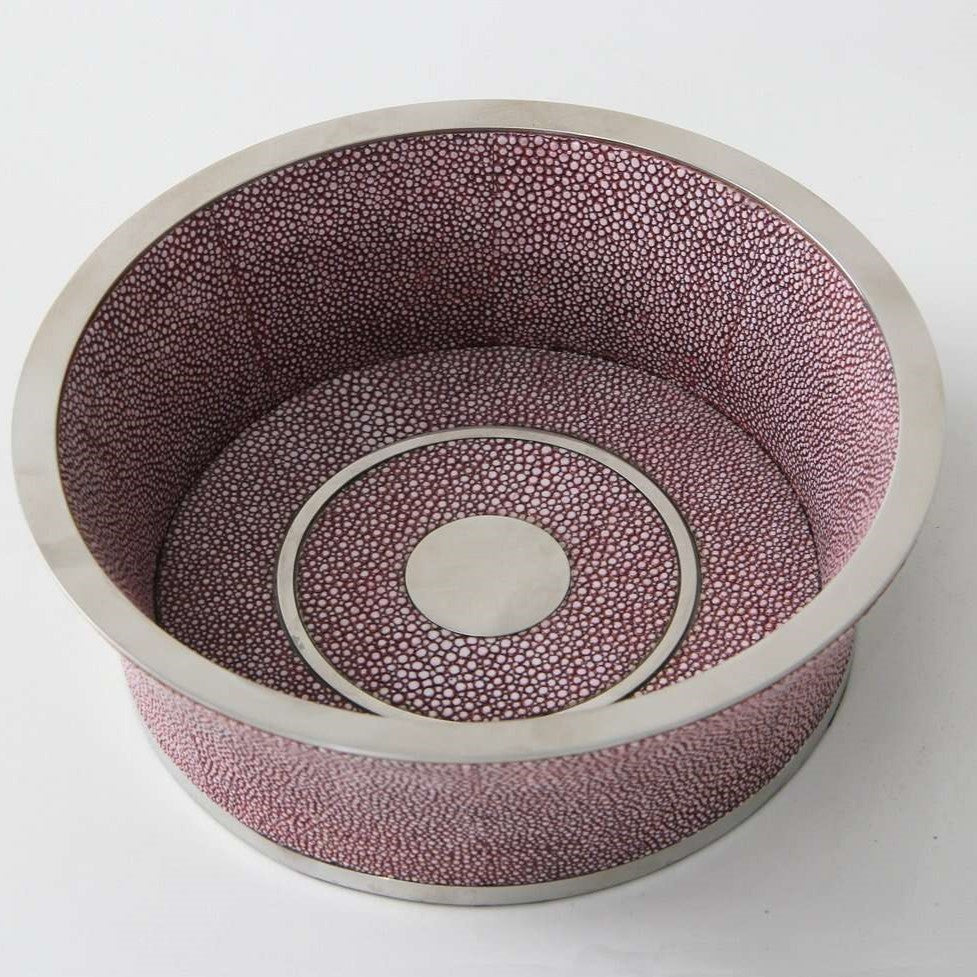 Faux shagreen wine coaster in mulberry, 16 x 16 x 5 cm, stainless steel, Forwood Design