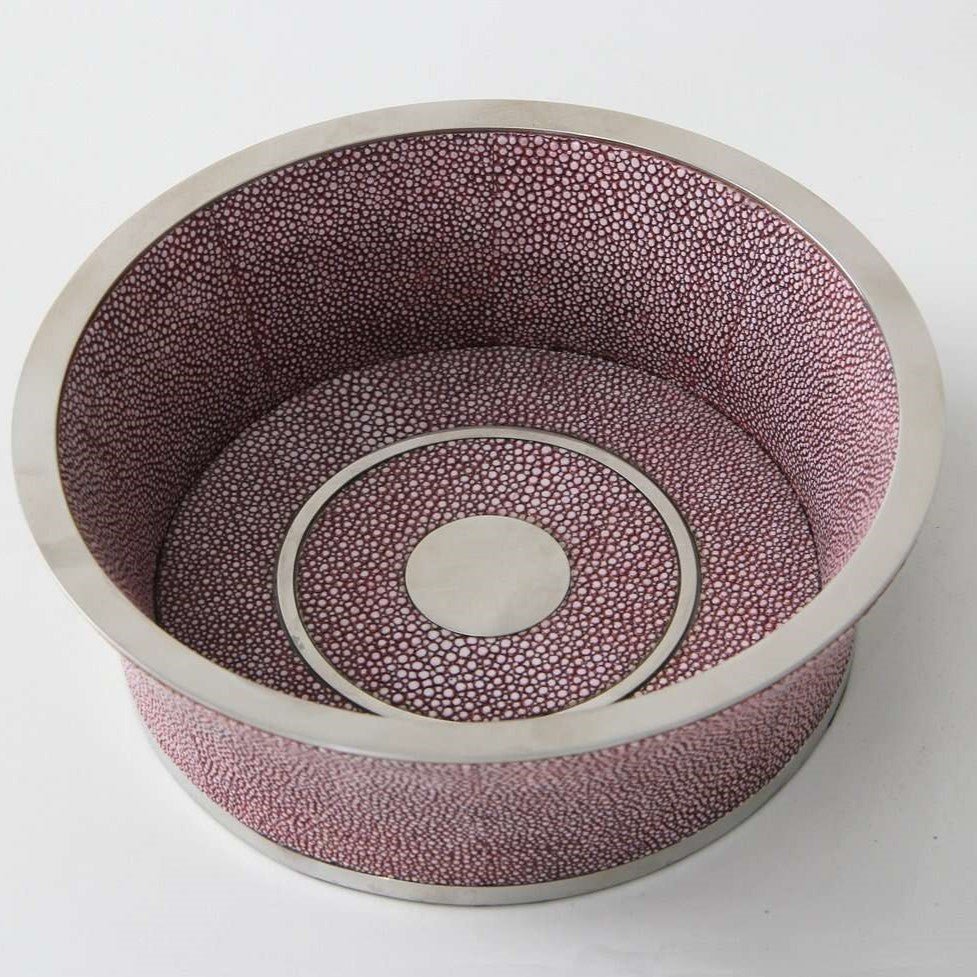 Faux shagreen wine coaster in mulberry, 16 x 16 x 5 cm, stainless steel, Forwood Design