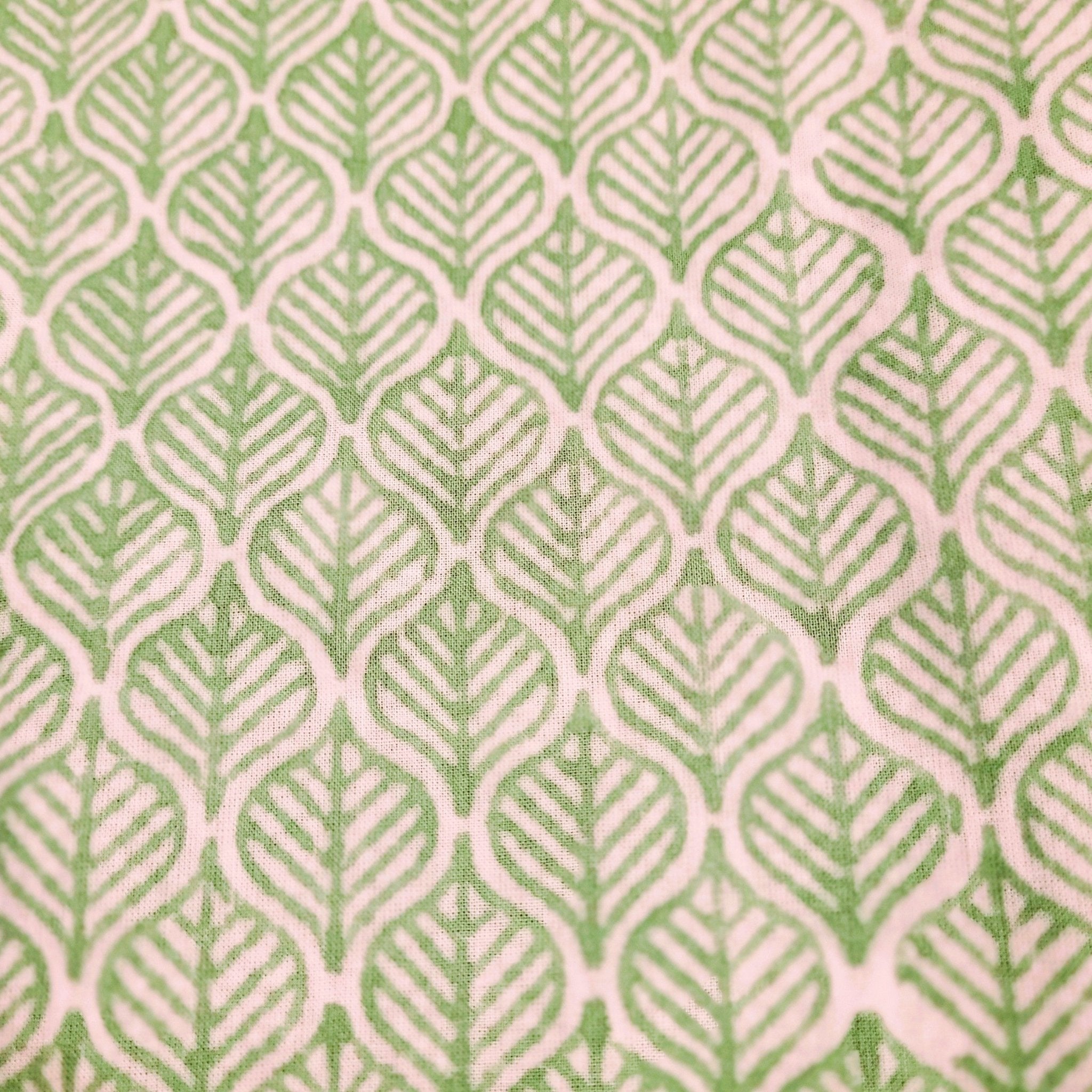 Green geometric block-print cotton napkins, set of 2