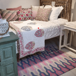 Pink handwoven cotton dhurry rug