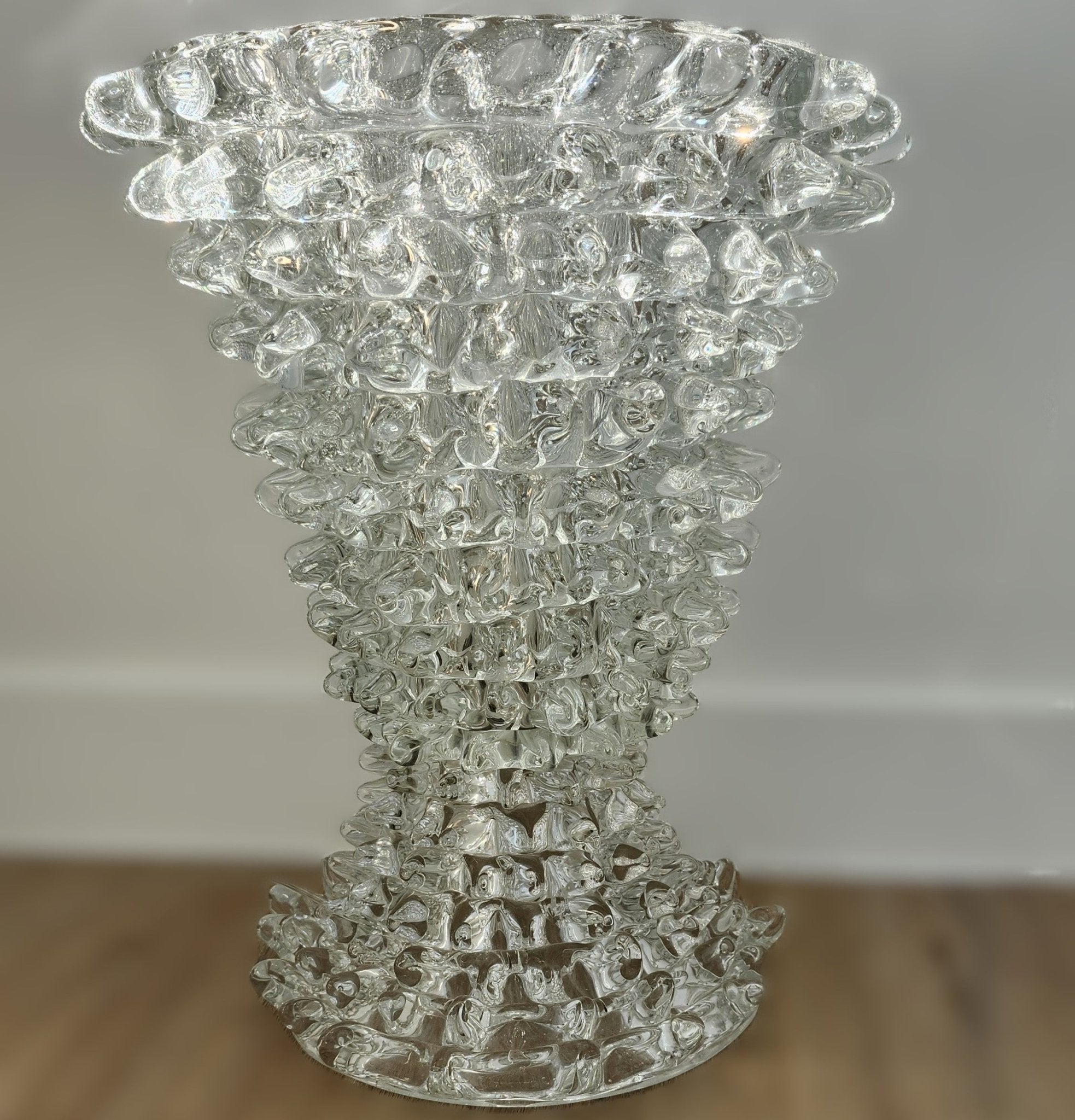 Barovier & Toso Ercole vintage crystal table lamp, clear rostrato glass, 43cm high