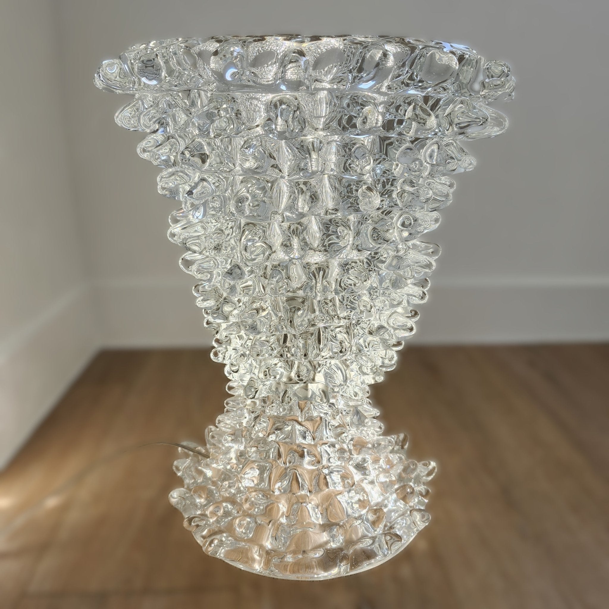 Vintage Barovier & Toso crystal lamp, faceted glass detail