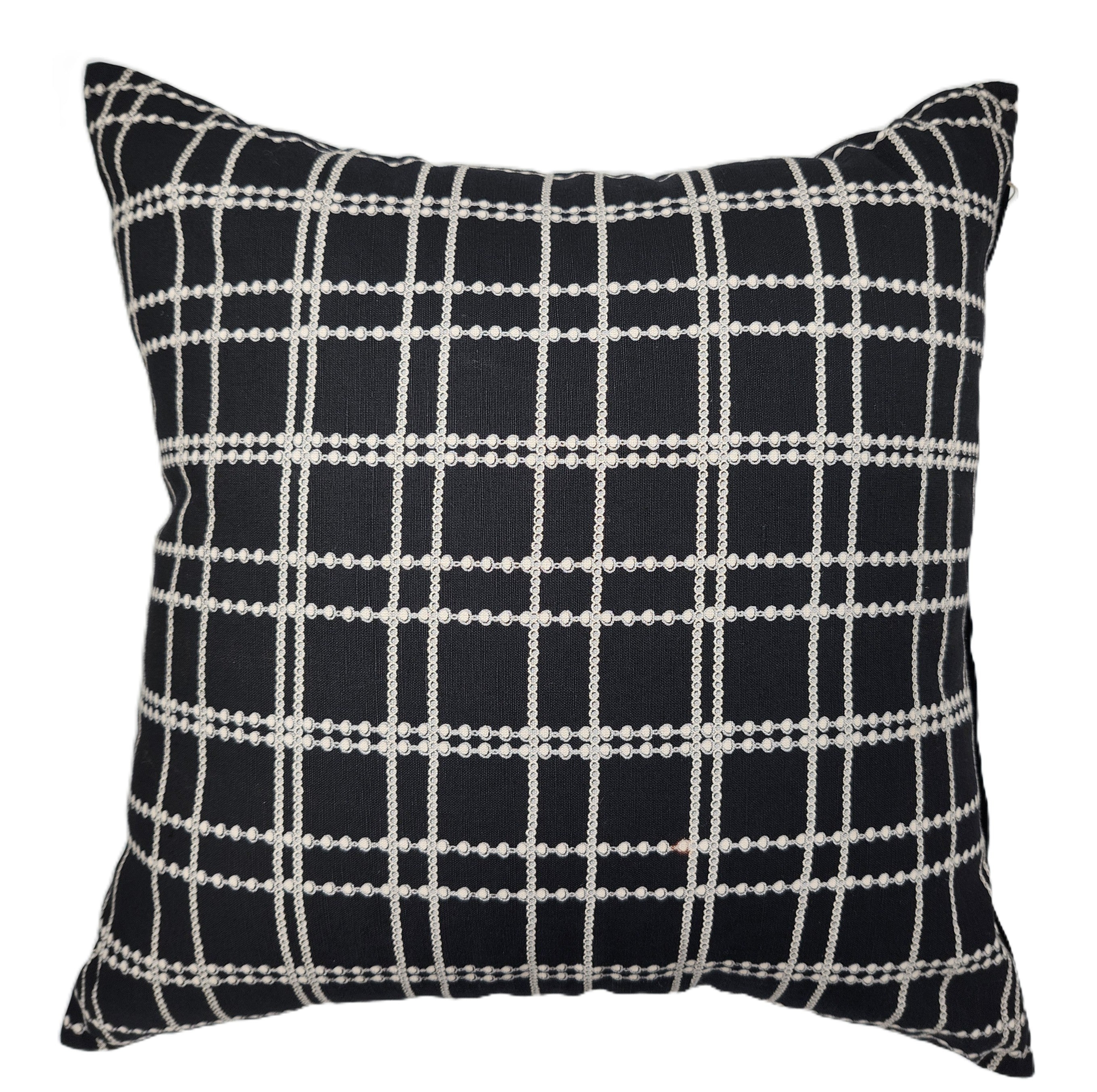 Plaid hand-dyed cushion cover in black, grey and white