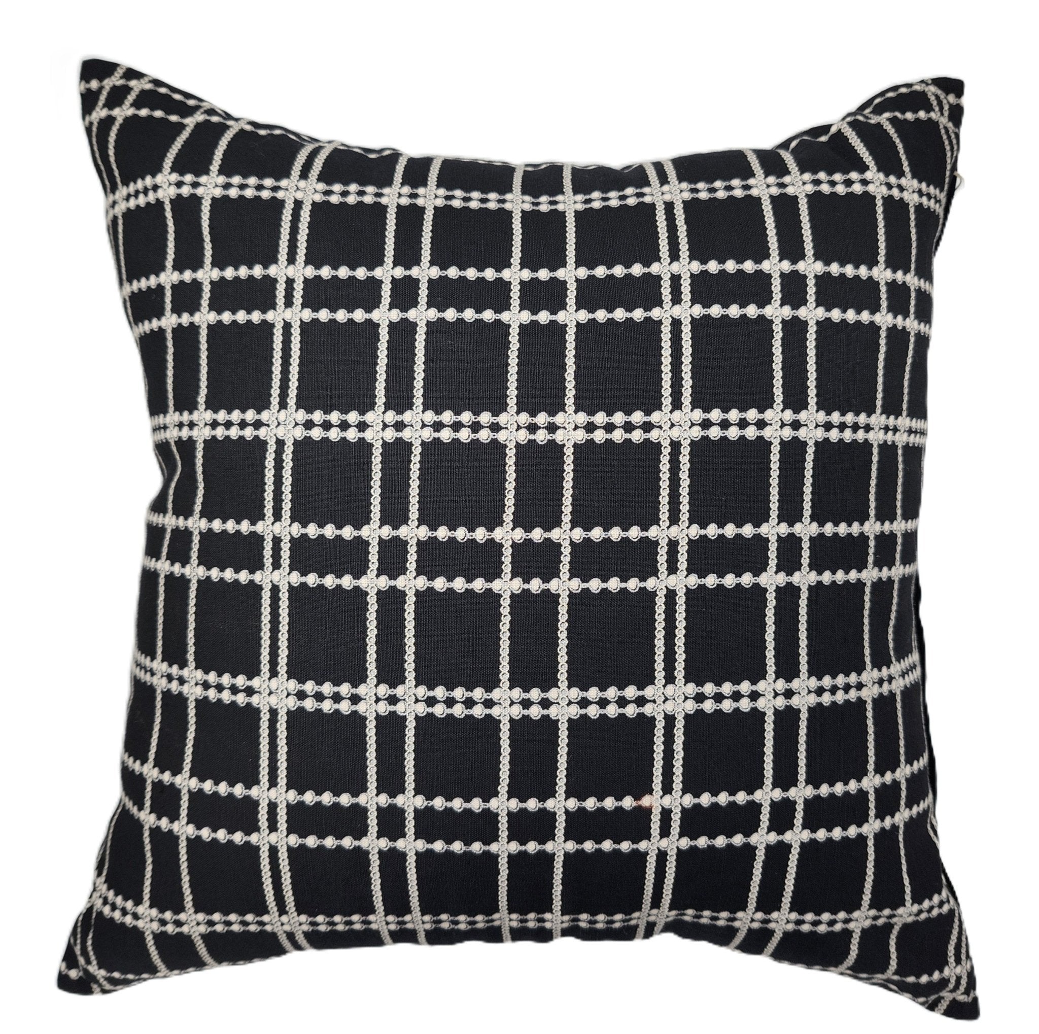Plaid hand-dyed cushion cover in black, grey and white
