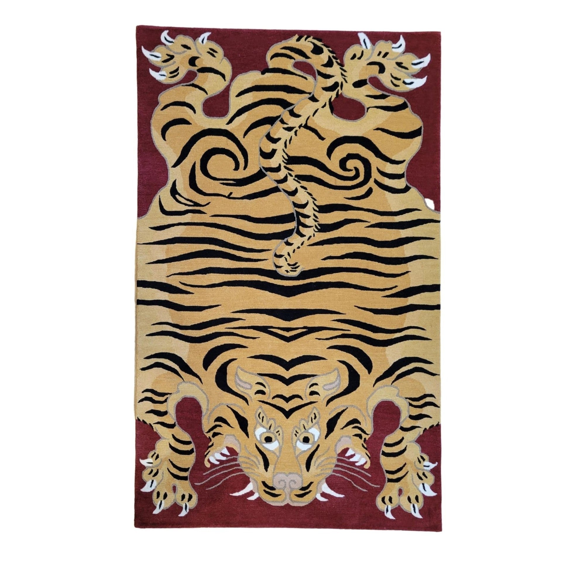 New York Tiger wool rug, hand woven Tibetan style, 107 x 173 cm, styled