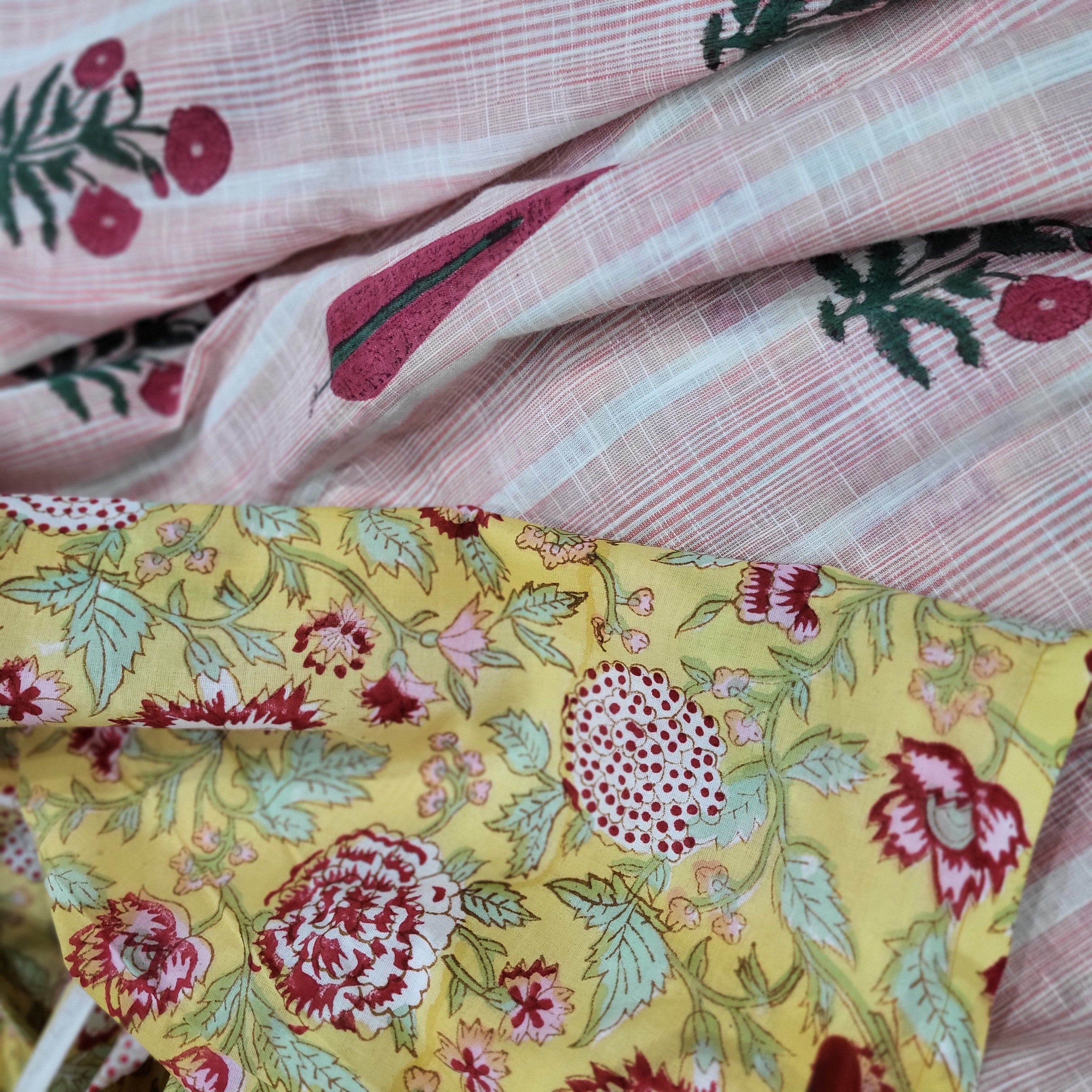 Summertime Yellow reversible cotton table runner