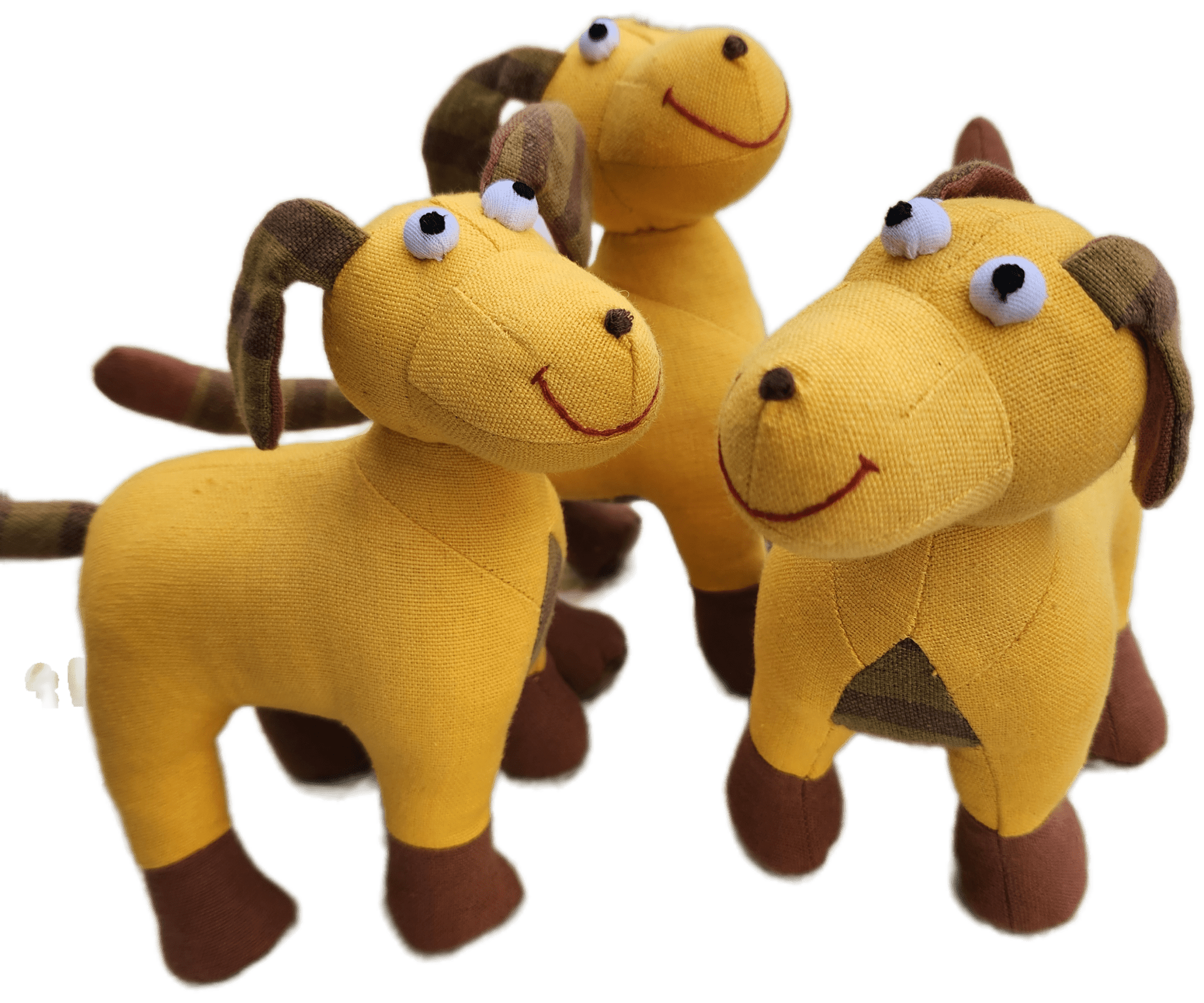 Pippin the Puppy soft toy, handmade in handwoven cotton, 18 cm high