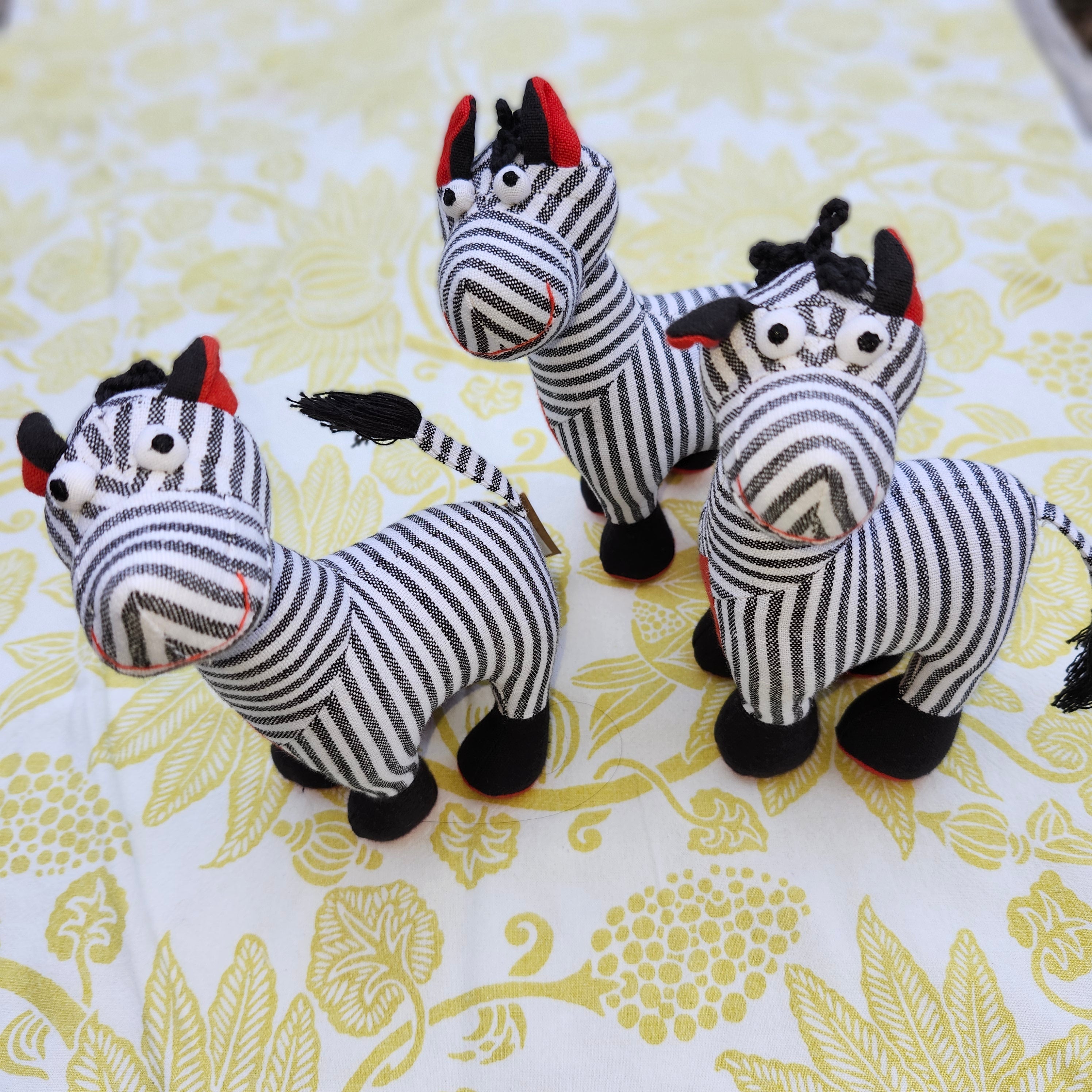 Ziggy the Zebra soft toy, handwoven 100% cotton, 20cm high, children's toy