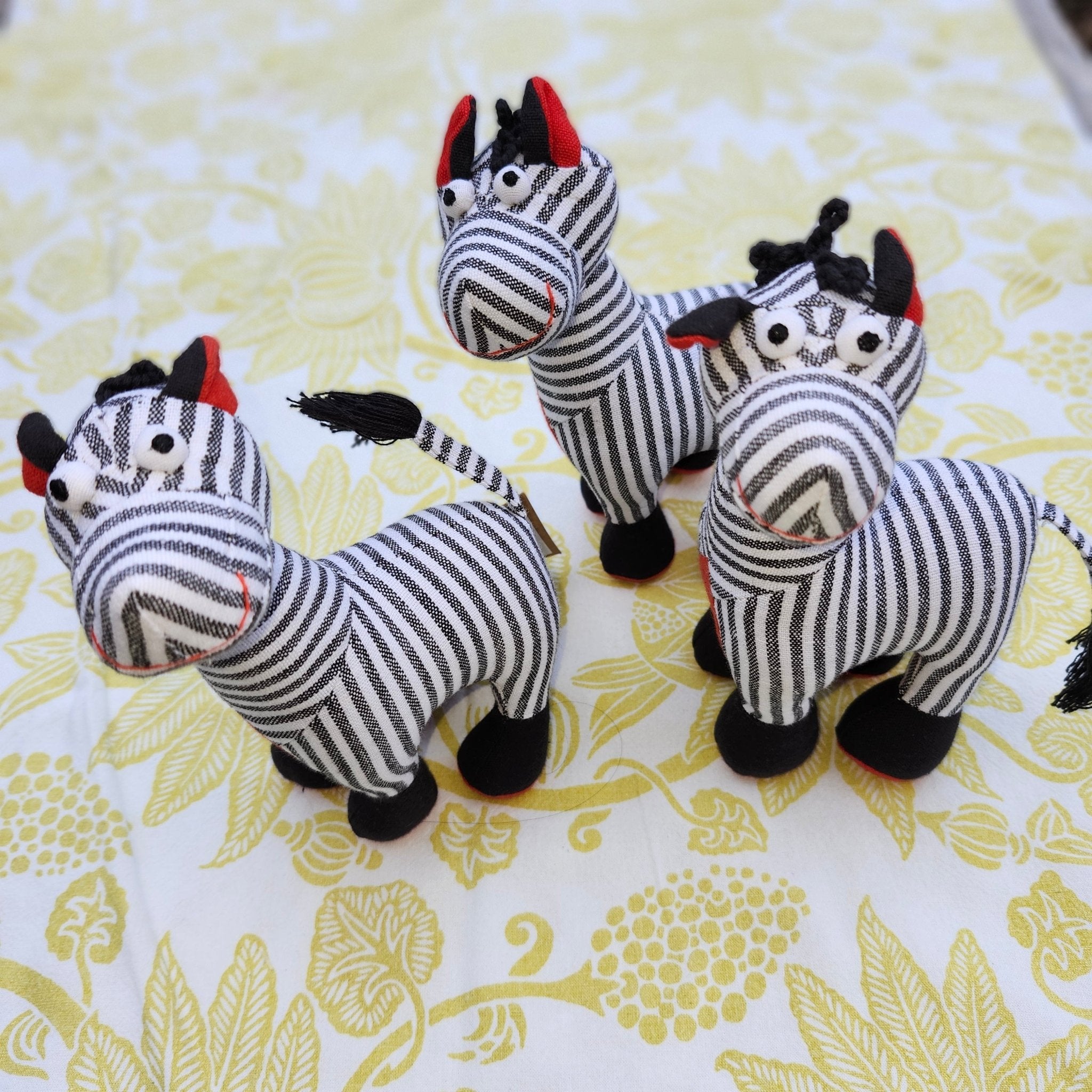 Ziggy the Zebra soft toy, handwoven 100% cotton, 20cm high, children's toy