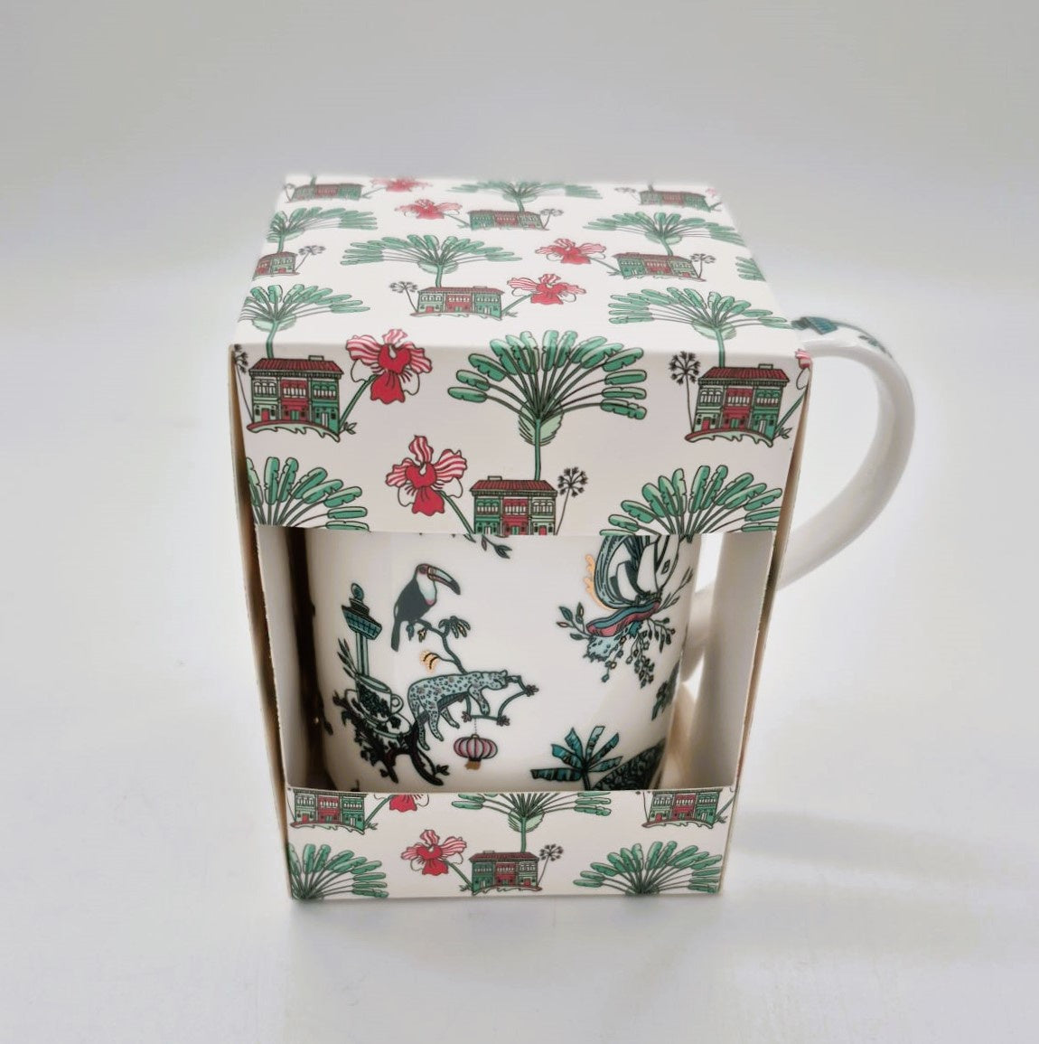 Singapore Toile fine bone china mug, detail of toile pattern