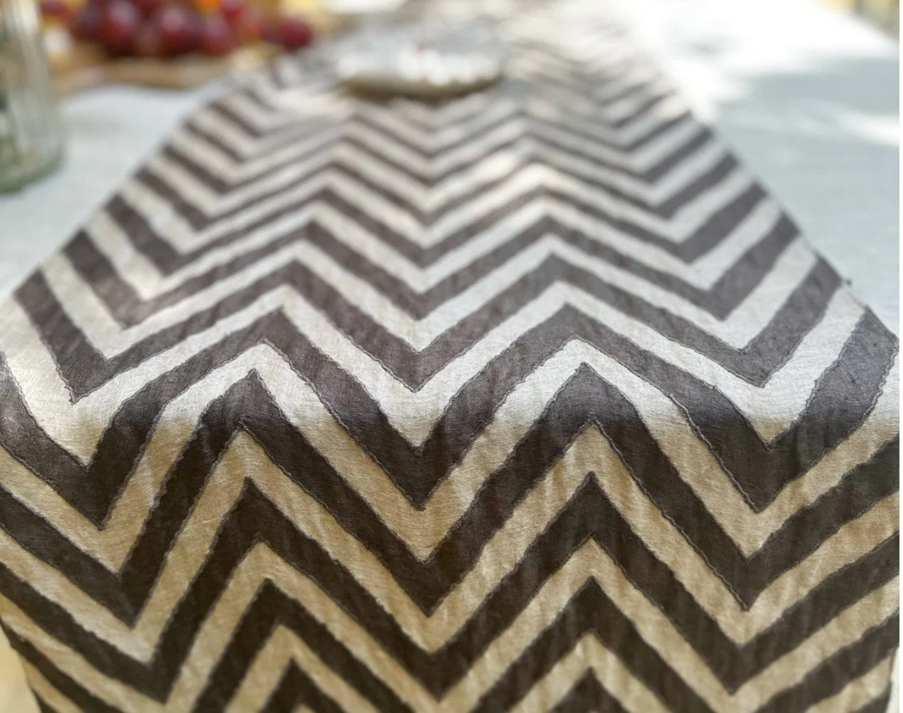 Chevron linen table runner