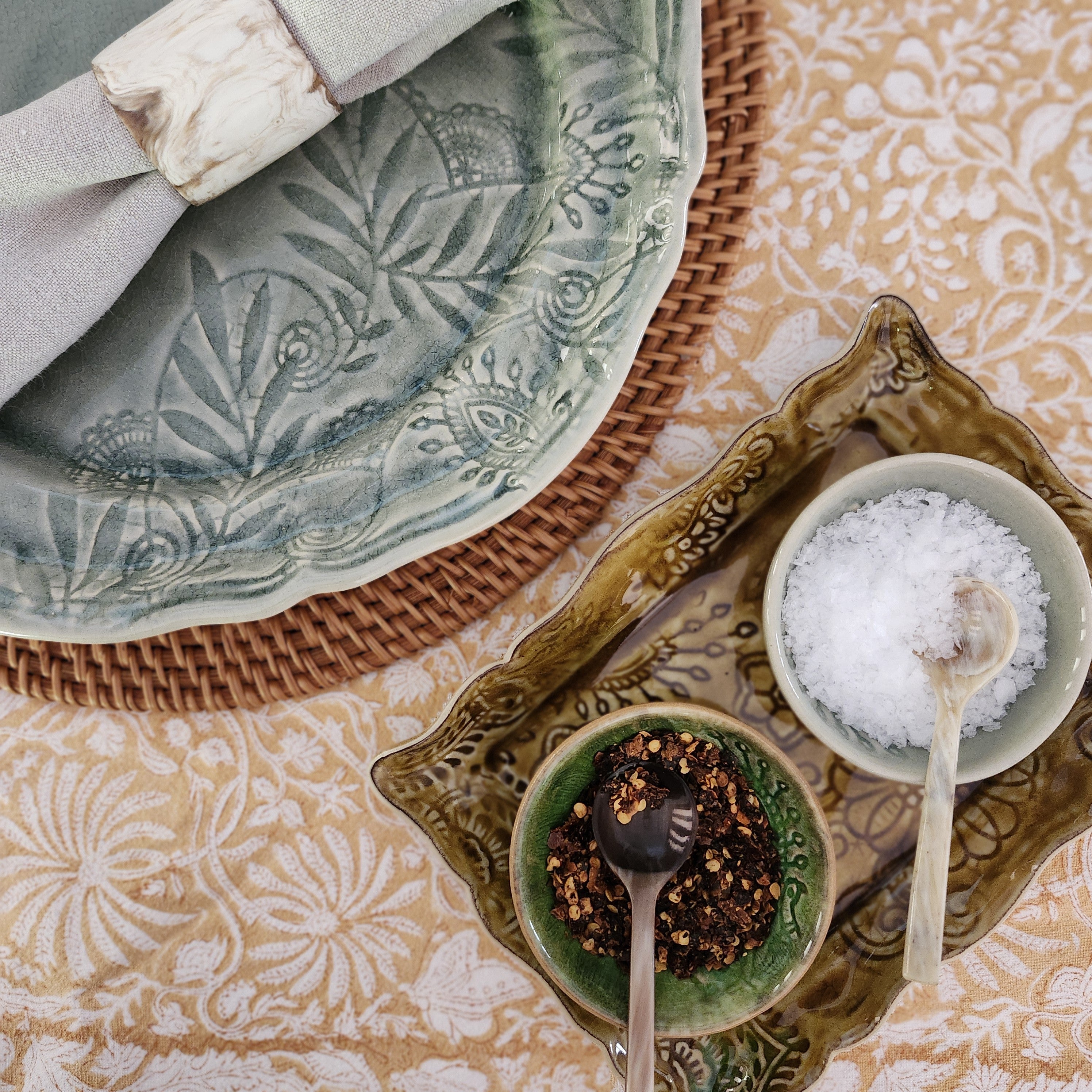 Rattan placemat in a table setting