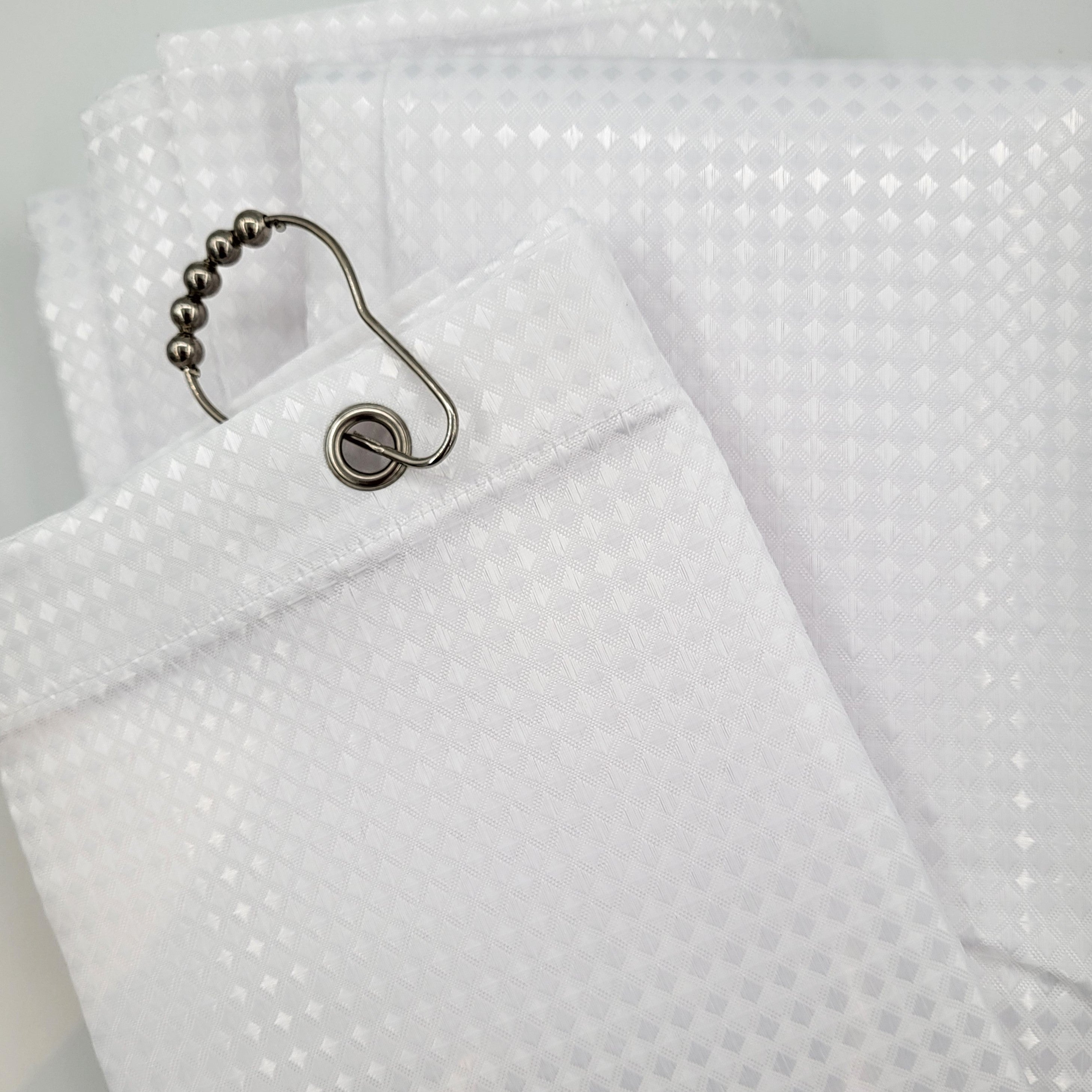 White waffle shower curtain, water repellent and machine washable, 180 x 200cm