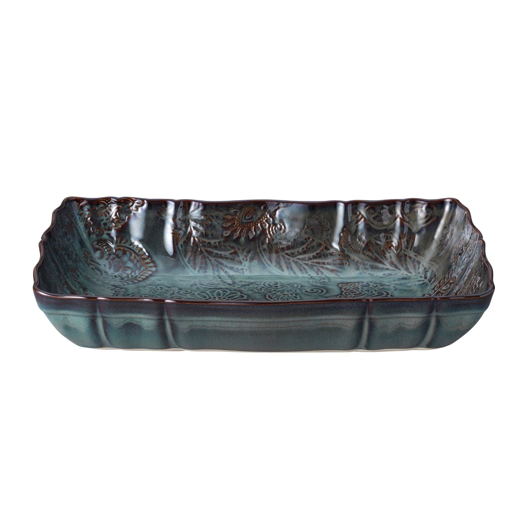 Large gratin dish in fig, ceramic, oven to table, 35.5 x 23.5 x 6.5 cm