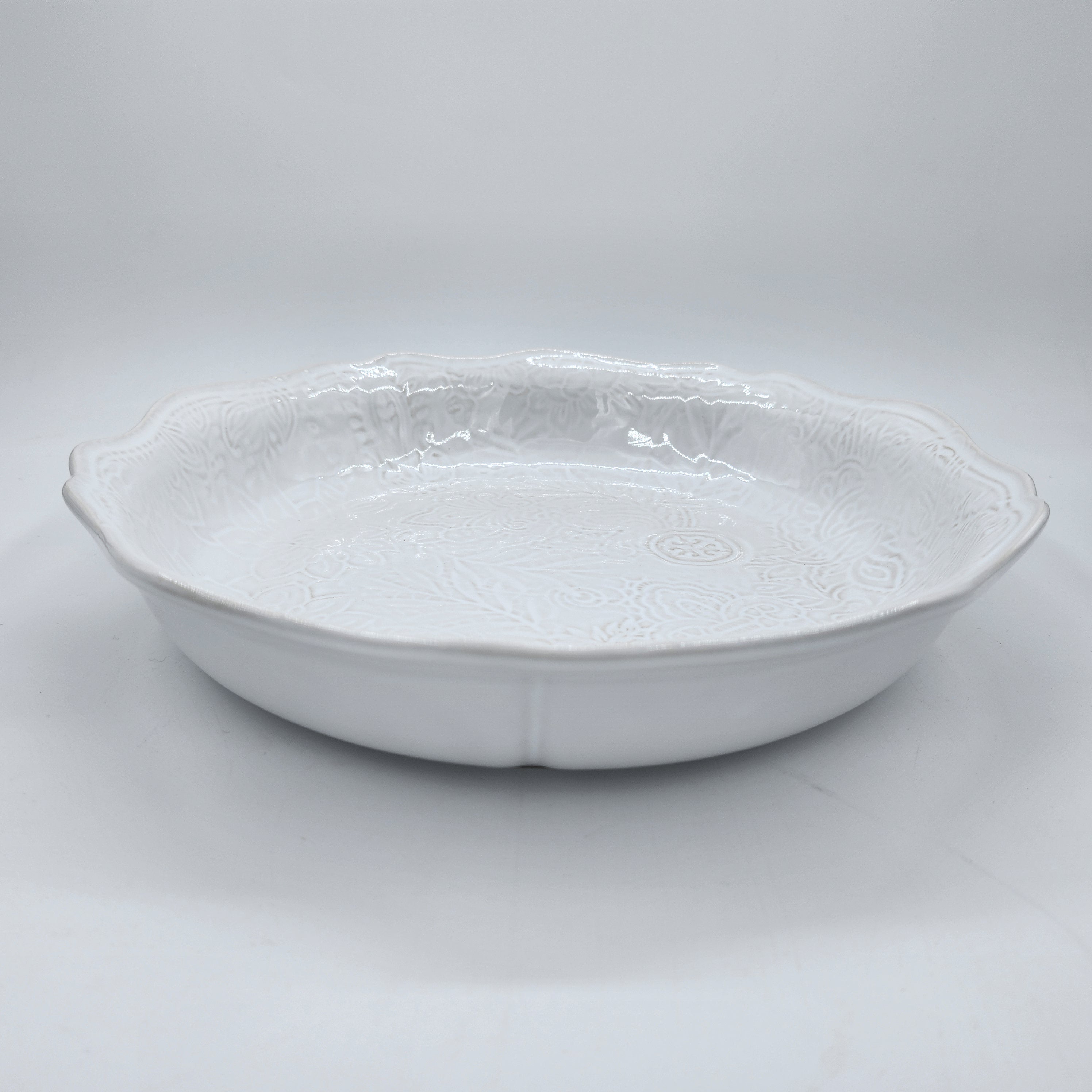 Pie dish in white ceramic, Sthal stoneware, 26 cm, made in Portugal