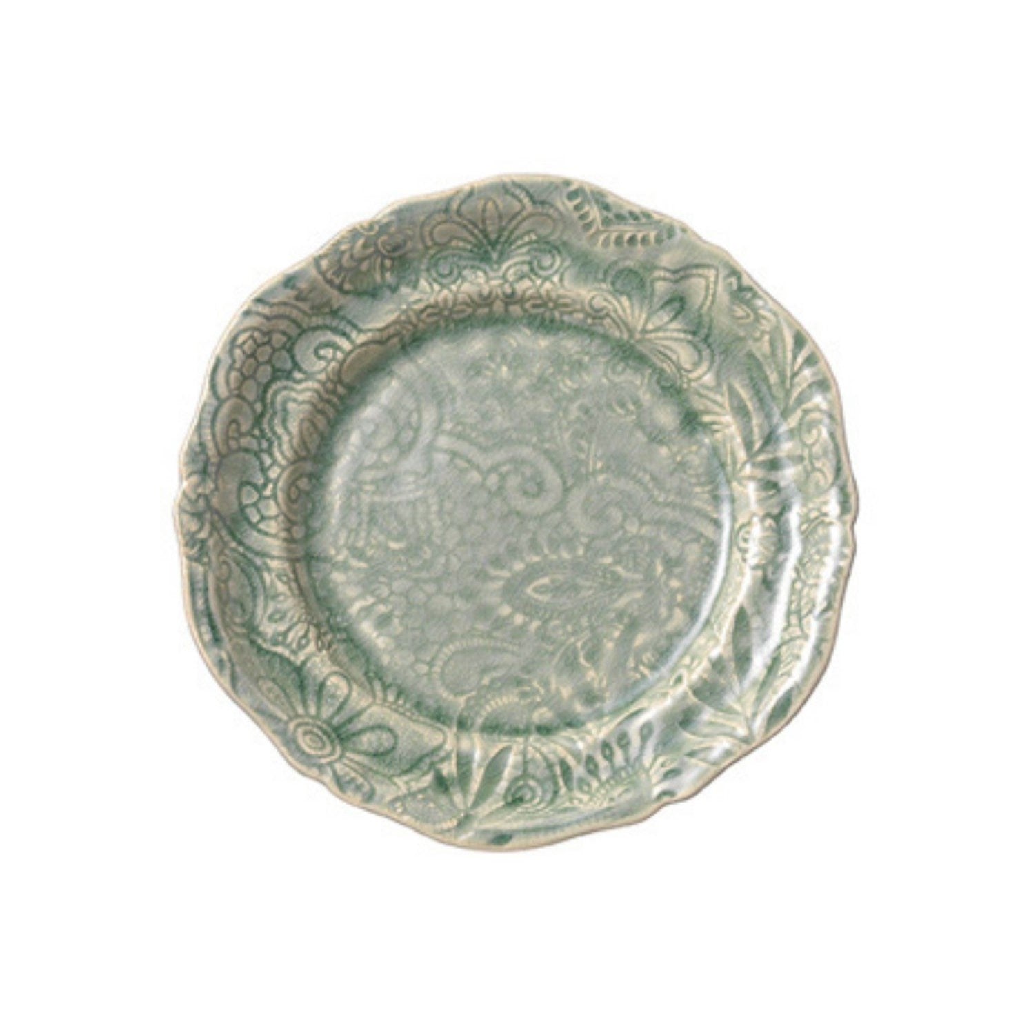Sthal antique ceramic salad plate, 23cm stoneware with subtle pattern, made in Portugal