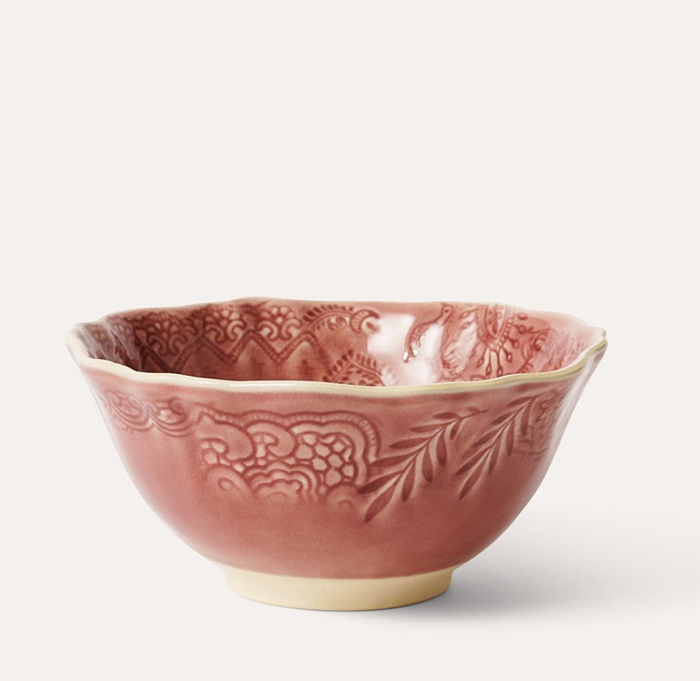 Sthal old rose soup or rice bowl with scalloped edge, stoneware, 15cm, made in Portugal