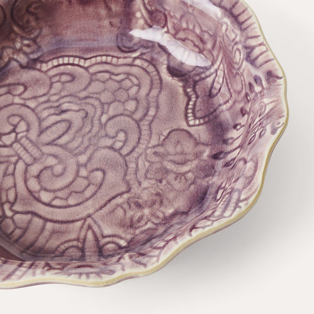 Sthal lavender scalloped small bowl, stoneware, detail