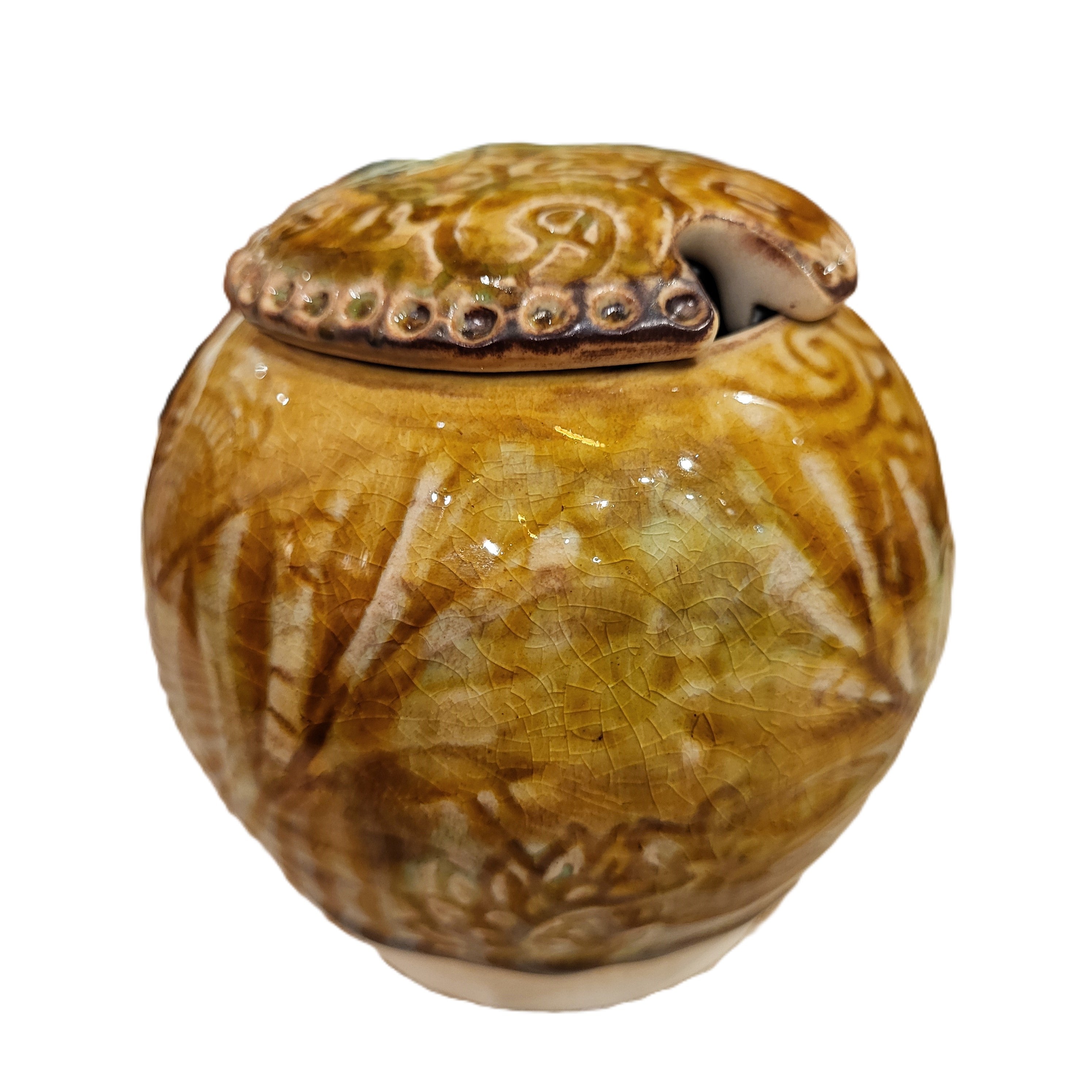 Sthal lidded ceramic sugar bowl in pineapple yellow